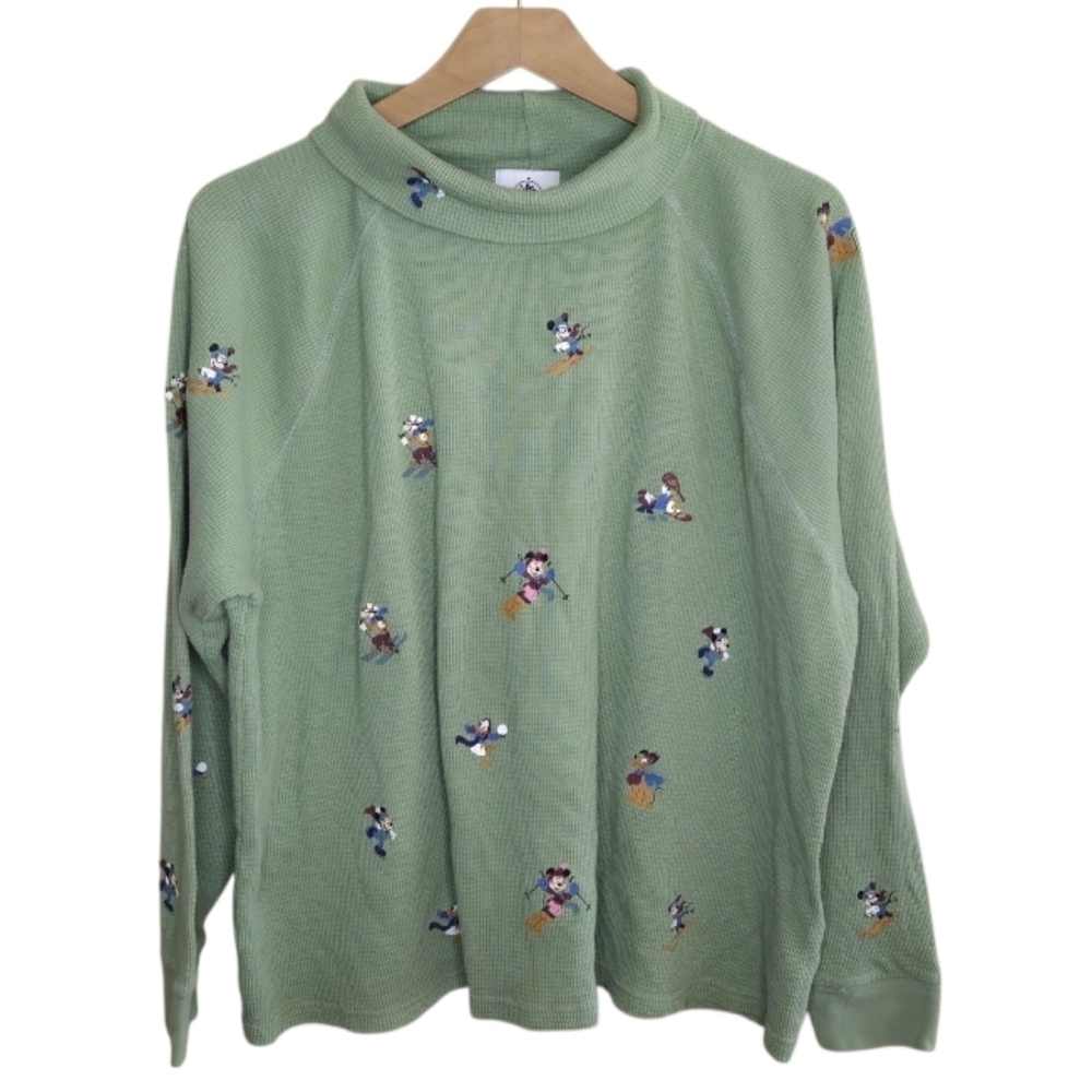 Disney | Mickey Mouse & Friends Holiday Homestead Waffle Turtleneck Size XL - Picture 7 of 7